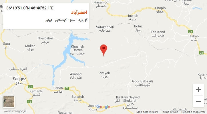 روستای اخضرآباد بر روی نقشه