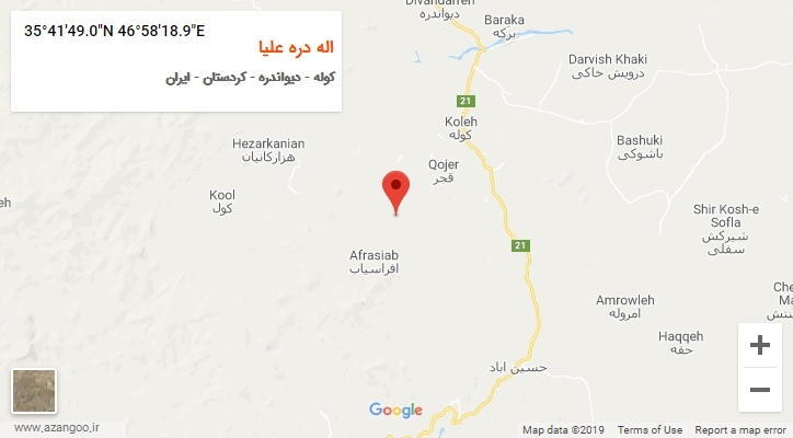 روستای اله دره علیا بر روی نقشه