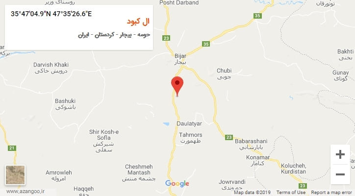 روستای ال کبود بر روی نقشه