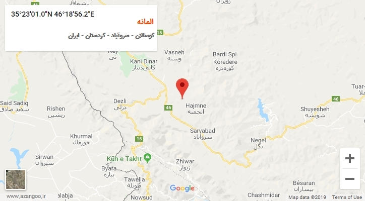 روستای المانه بر روی نقشه