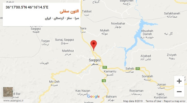 روستای التون سفلی بر روی نقشه