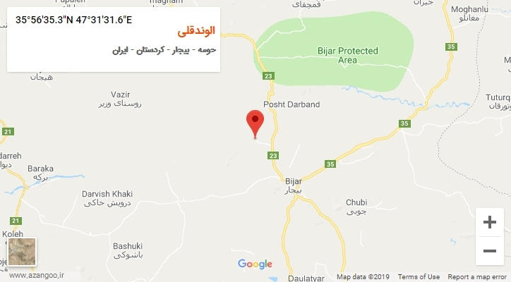 روستای الوندقلی بر روی نقشه