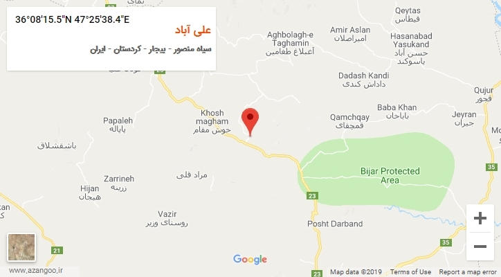 روستای علی آباد بر روی نقشه