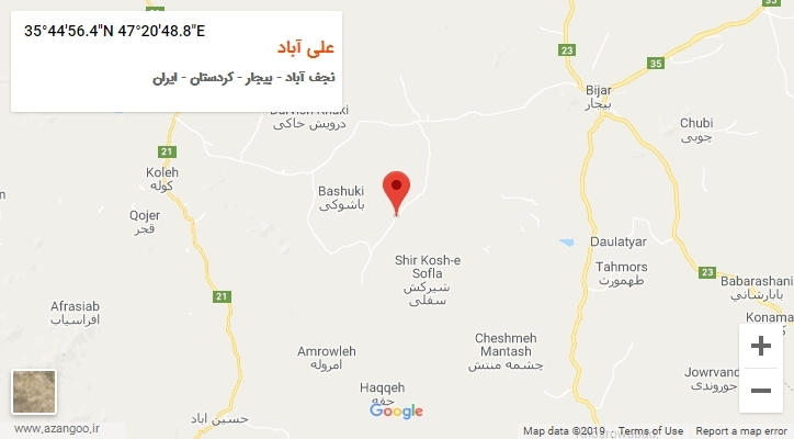 روستای علی آباد بر روی نقشه