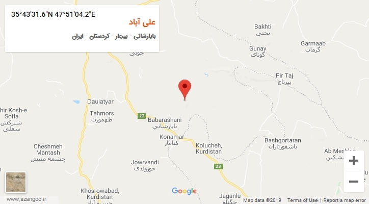 روستای علی آباد بر روی نقشه