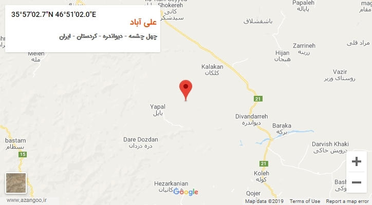 روستای علی آباد بر روی نقشه