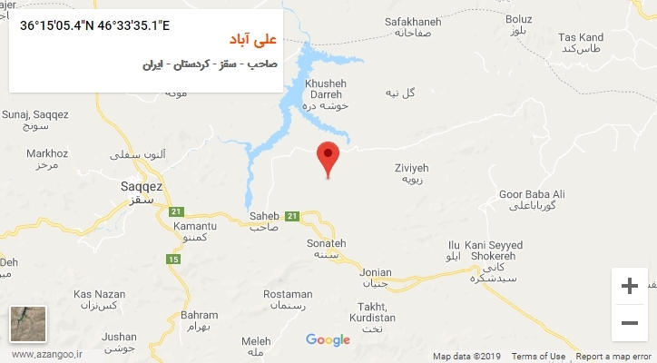 روستای علی آباد بر روی نقشه
