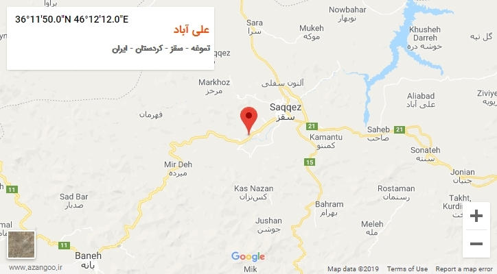 روستای علی آباد بر روی نقشه
