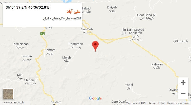 روستای علی آباد بر روی نقشه