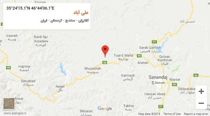 روستای علی آباد بر روی نقشه