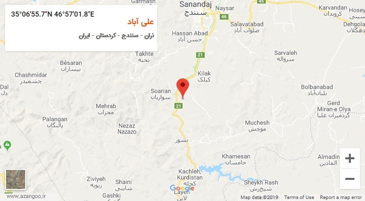 روستای علی آباد بر روی نقشه