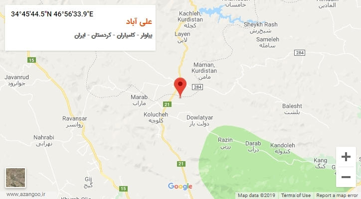 روستای علی آباد بر روی نقشه