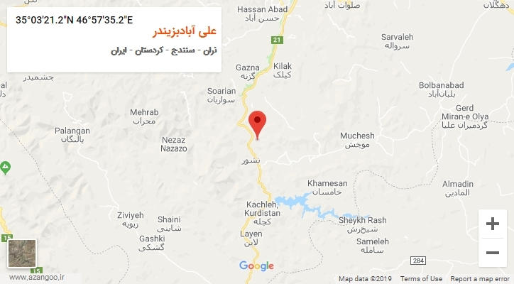 روستای علی آبادبزیندر بر روی نقشه