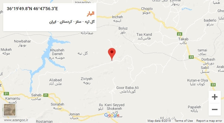 روستای الیار بر روی نقشه