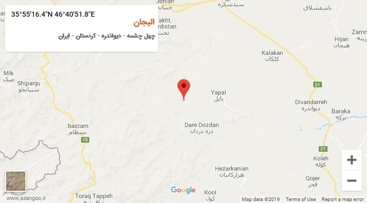 روستای الیجان بر روی نقشه
