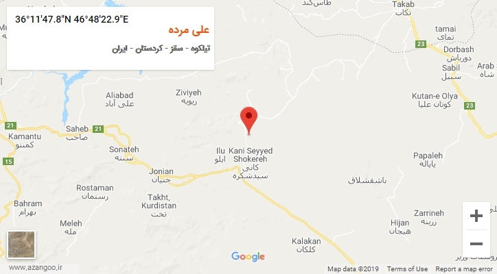 روستای علی مرده بر روی نقشه