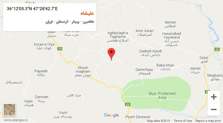 روستای علیشاه بر روی نقشه