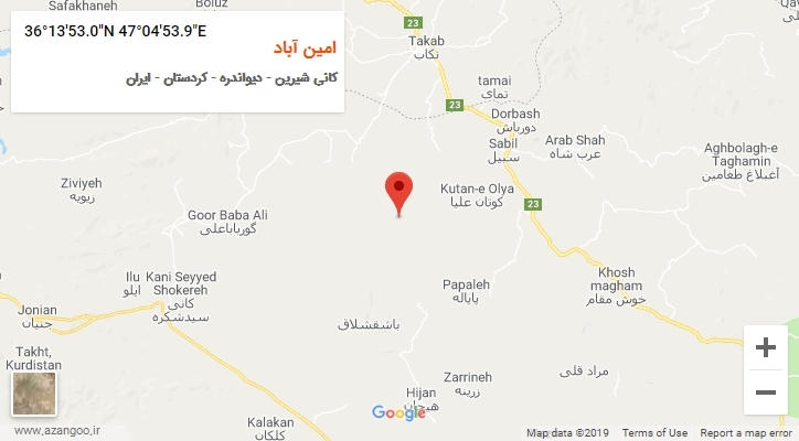 روستای امین آباد بر روی نقشه