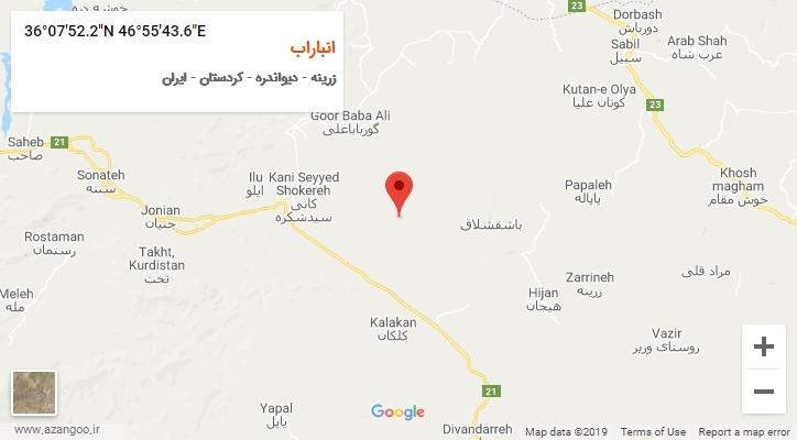 روستای انباراب بر روی نقشه