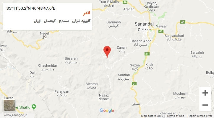 روستای اندر بر روی نقشه
