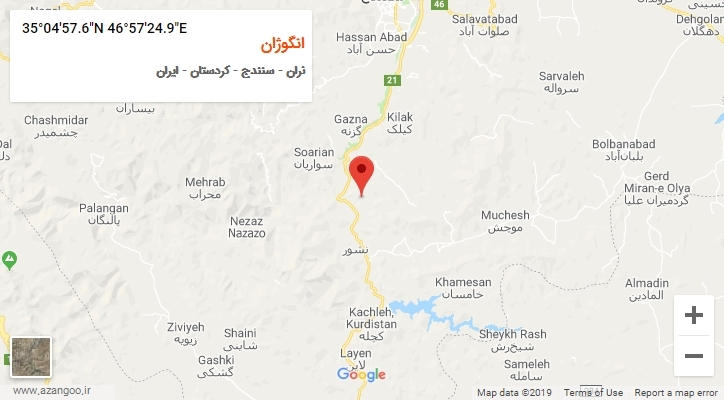 روستای انگوژان بر روی نقشه