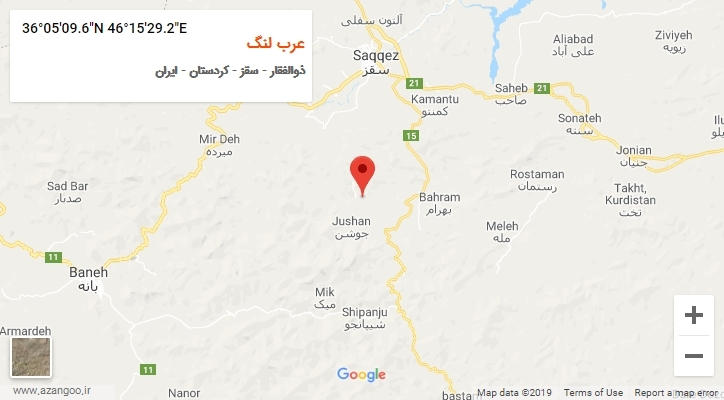 روستای عرب لنگ بر روی نقشه