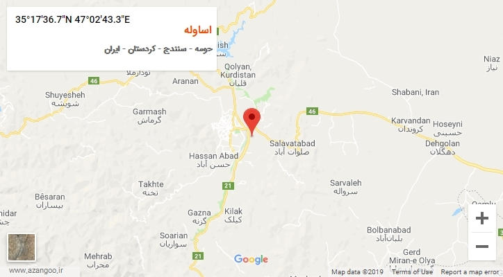 روستای اساوله بر روی نقشه