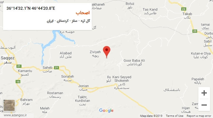 روستای اصحاب بر روی نقشه