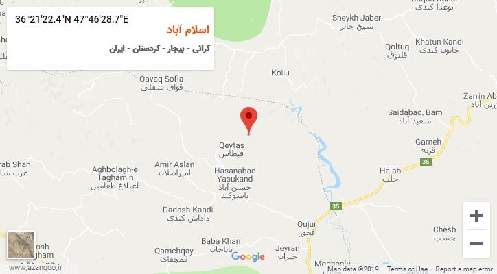 روستای اسلام آباد بر روی نقشه
