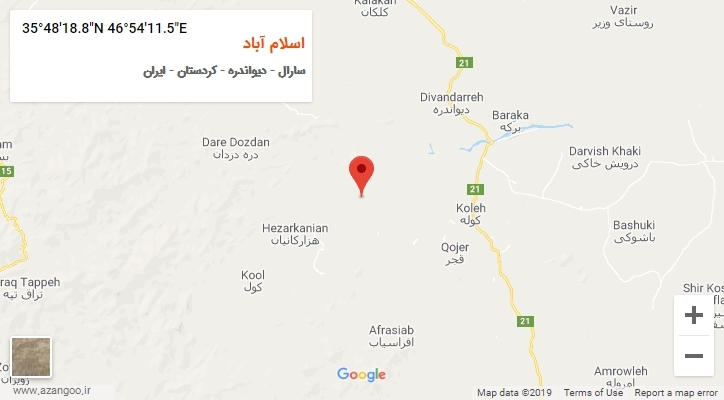 روستای اسلام آباد بر روی نقشه