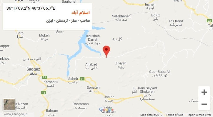 روستای اسلام آباد بر روی نقشه