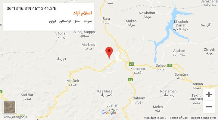 روستای اسلام آباد بر روی نقشه