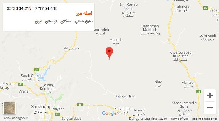 روستای اسله مرز بر روی نقشه