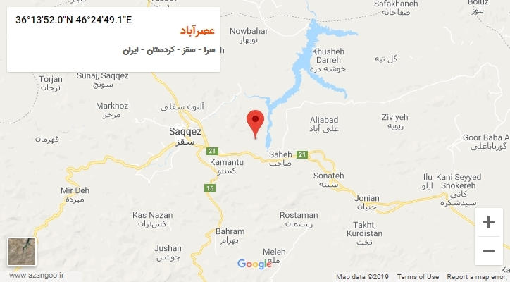 روستای عصرآباد بر روی نقشه