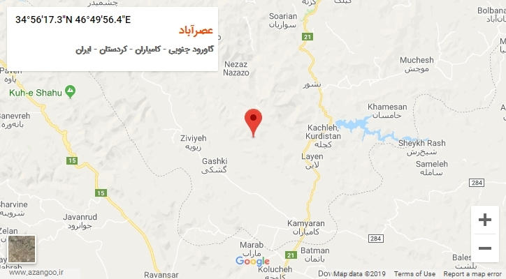 روستای عصرآباد بر روی نقشه