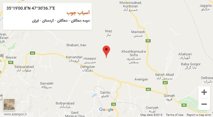 روستای آسیاب جوب بر روی نقشه