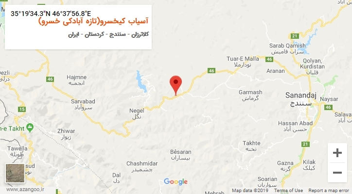 روستای آسیاب کیخسرو(تازه آبادکی خسرو) بر روی نقشه