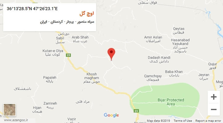 روستای اوچ گل بر روی نقشه