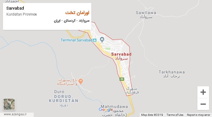 دهستان اورامان تخت بر روی نقشه