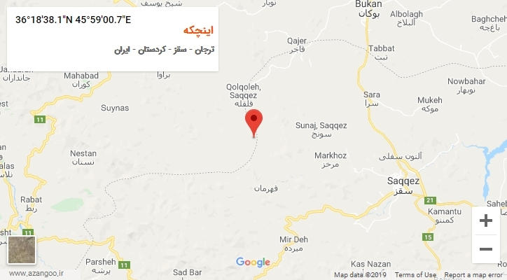 روستای اینچکه بر روی نقشه