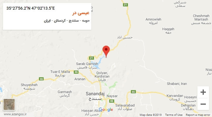 روستای عیسی در بر روی نقشه