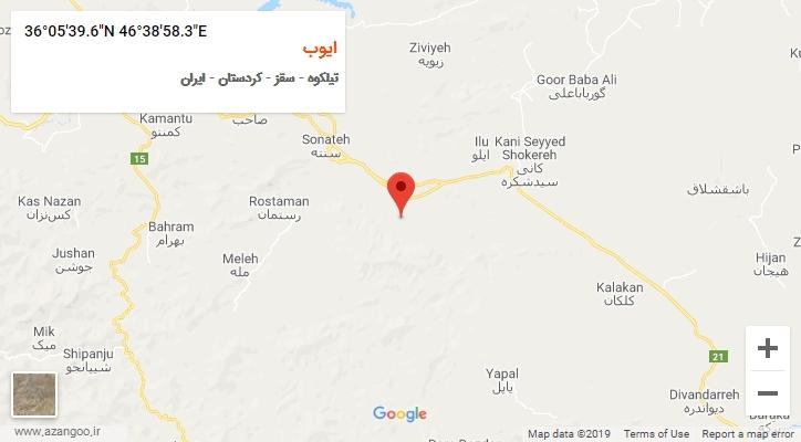 روستای ایوب بر روی نقشه
