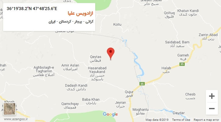 روستای ازادویس علیا بر روی نقشه