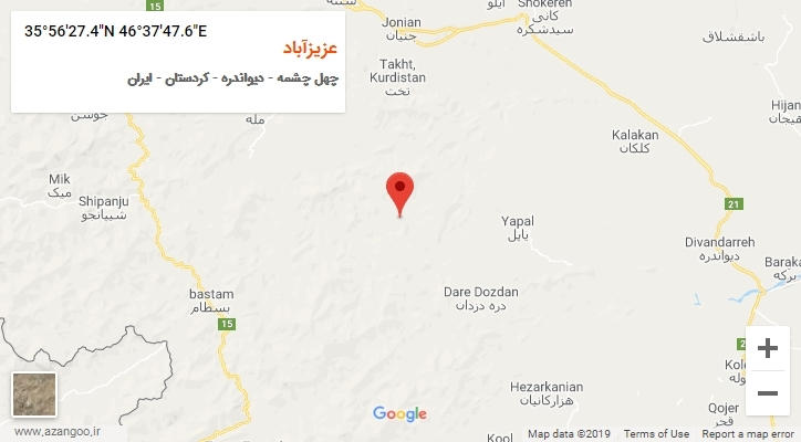 روستای عزیزآباد بر روی نقشه