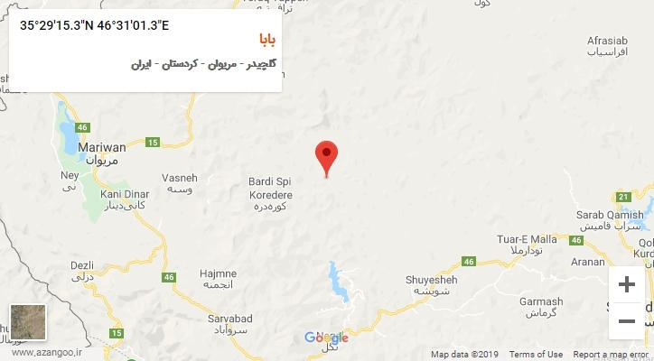 روستای بابا بر روی نقشه