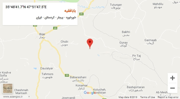 روستای بابافقیه بر روی نقشه