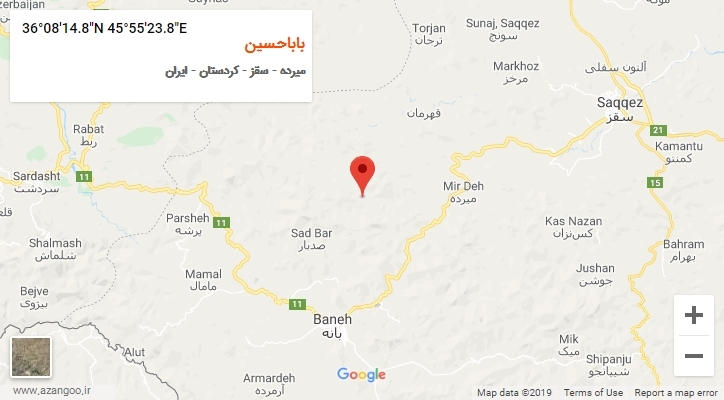 روستای باباحسین بر روی نقشه