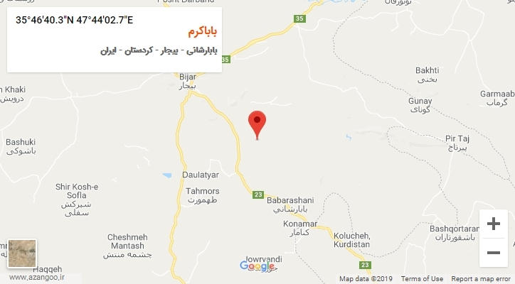 روستای باباکرم بر روی نقشه