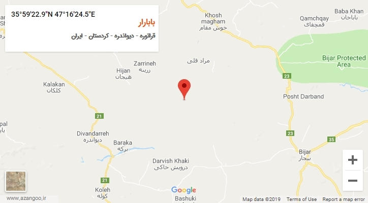 روستای بابارار بر روی نقشه