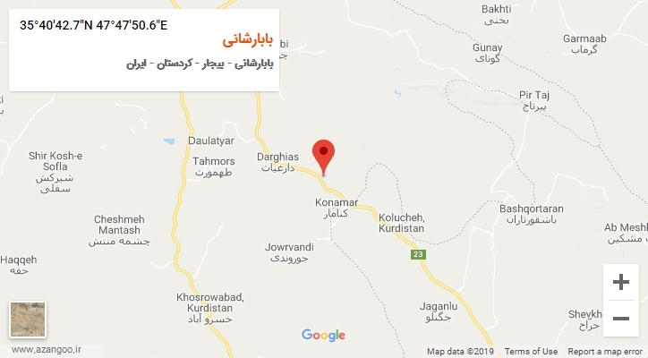 روستای بابارشانی بر روی نقشه